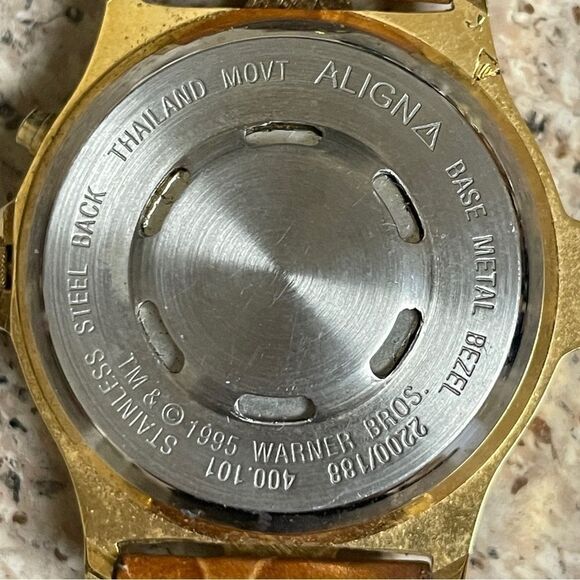 Vintage Yosemite Sam Armitron Musical Quartz Watch Tan Crocodile Print Band - Picture 6 of 13